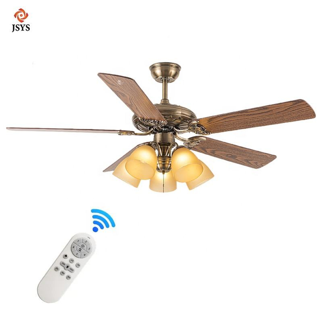 Energy Saving High Quality Antique 5 Plywood Blades LED Lighting Remote Fans Ceiling Light