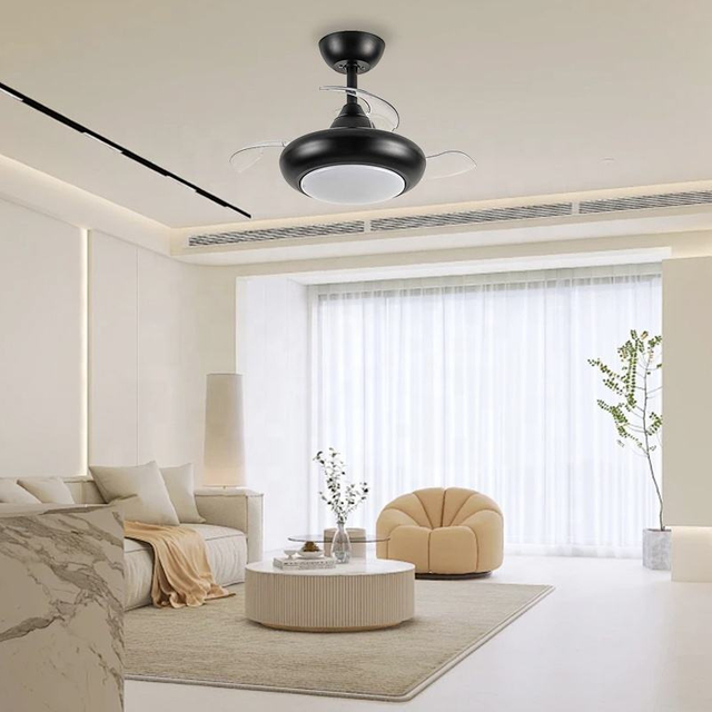 Best Quality Low Noise Mini 22 Inch Ceiling Fan Black Dc Brushless 2 in 1 220 Volts 5o Hzs Ceiling Fan