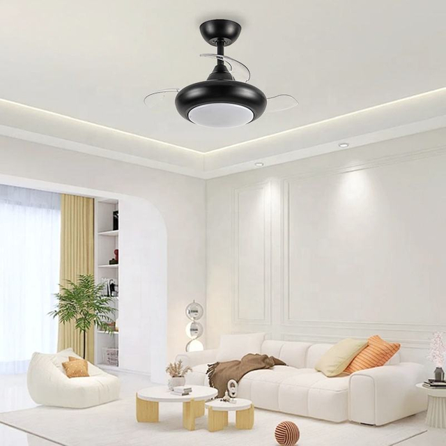 Decoration Home Living Room Dining Room Smart Remote Control Invisible Roof Fan Ceiling Lights with Lamp