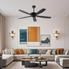 Top Selling Easy Install Smart Dc 6 Wind Speeds 52 Inch Black Ceiling Fan with Remote for Living Room
