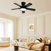 New Style Black Flush Mount 5 Blade Plywood Ceiling Fan Light with Remote Control Ceiling