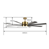New Latest Remote Control Modern 75 Inch Large Room Black Wifi Abs Led Ceiling Fan with Light