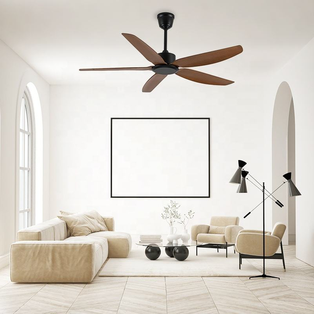 Cheap Price 56 Inch Air Cooling Coffee Brown Plastic Lamp App Control Ceiling Fan With Safety