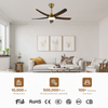 Living Room Retro Remote Control Ceiling Fan Light 52 Inch 5 Blade Celling Fan With Bright Light