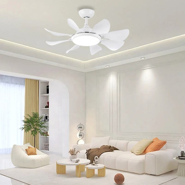 Modern Bedroom White bluetooth 8 Blades Led Ceiling Fan 36" Ceiling Light with Fan for House