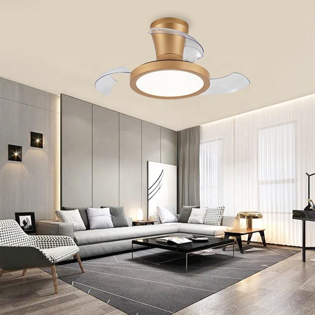 Smart Retractable Invisible Electric Fan Light Remote Control Led Ceiling Fan with Lighting