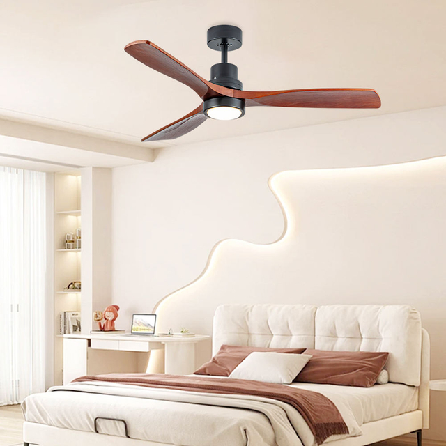 High Quality Household Chandeliers Fan Decorative 42/52'' Inch Solid Wood Blades Ceiling Fans With Light