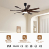 Luxury 60 Inch 8 Blades Iron Abs Modern Matt 3 Colors New Ceiling Fan Living Room Lamp With Led Light
