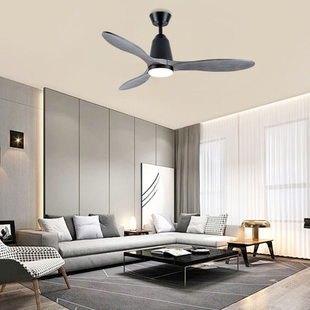 Ceiling Fan Black Wood Blade Adjustable 6 Wind Speed Dc Ceiling Fan With Remote Control