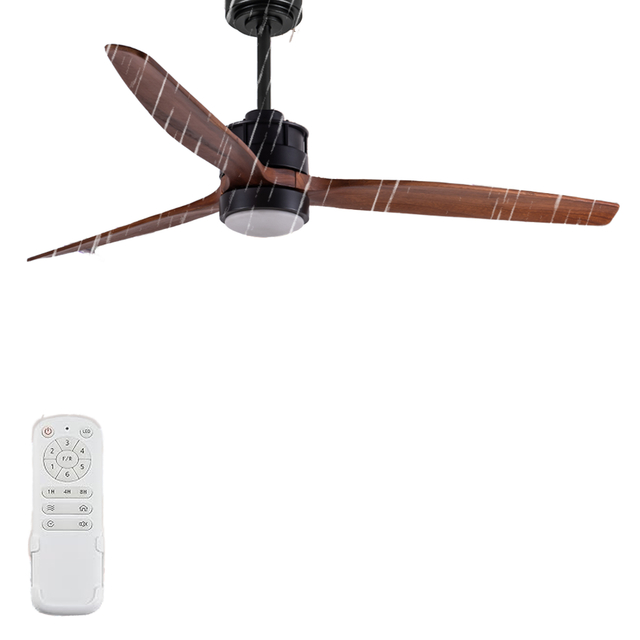Electric Flush Ceiling Fan with Fancy Wood Blades and Light DC Motor Remote Control-for Hotels and Households