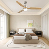 Contemporary Solid Wood 3blades 6speed Led Ceiling Fan Bedroom Multifunction Fan With Light