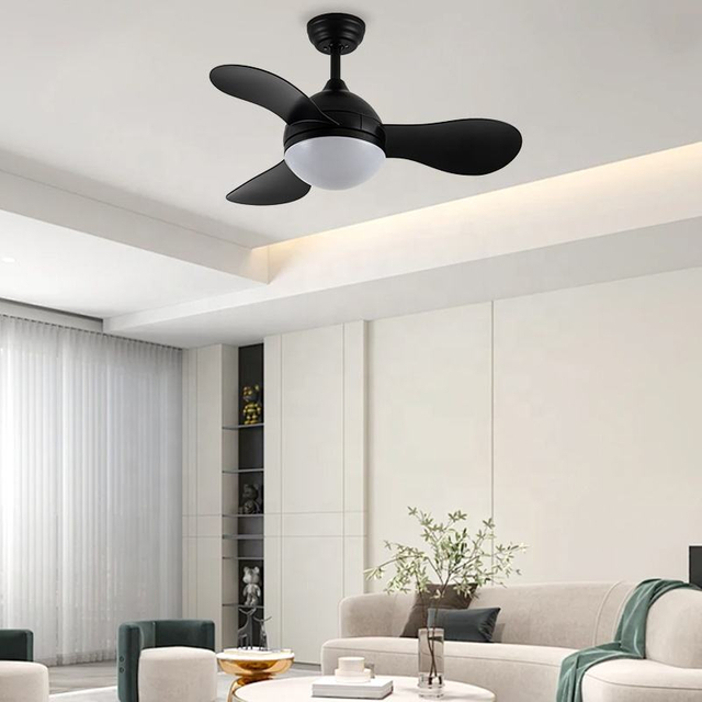 Bedroom Smart Hanging Fan 36 Inch Black Mini Medium Abs Blade Ceiling Fan Light with Remote
