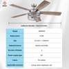 Modern Restaurant Energy Saving 52 Inch Wooden Remote Control Ceiling Fan with Light