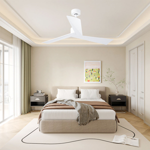 Modern 52-inch Indoor/outdoor Ceiling Fan 3 Blades in White Remote Control for Household