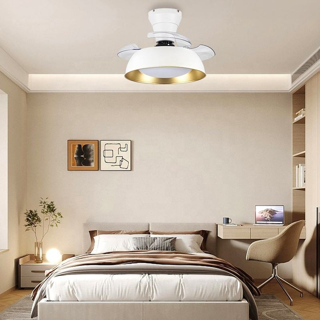Decorative Bedroom Dc Small Invisible Led Smart Ceiling Lamp Light with Fan for Living Room