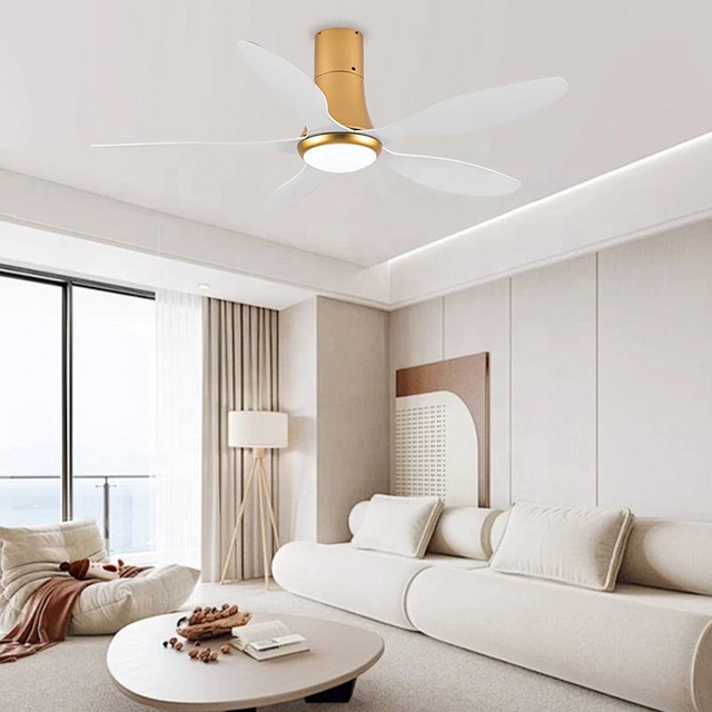 Best Living Room Smart Interior Ceiling Fan Flush Mount 5 Blade Led Ceiling Lights with Fan