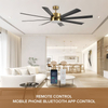 New Latest Remote Control Modern 75 Inch Large Room Black Wifi Abs Led Ceiling Fan with Light