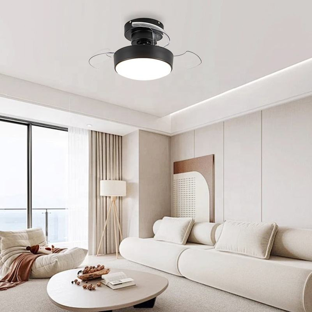 Morden Fashion Invisible Hidden Blades Small Ceiling Fan Lamp Light with Remote Control