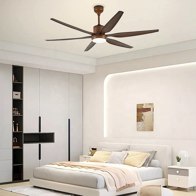 Vintage Large 66" 6 Blade Ceiling bluetooth Fan Lamp Light Fixture with Led Light and Remote