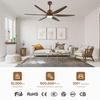 Vintage Large 66" 6 Blade Ceiling bluetooth Fan Lamp Light Fixture with Led Light and Remote