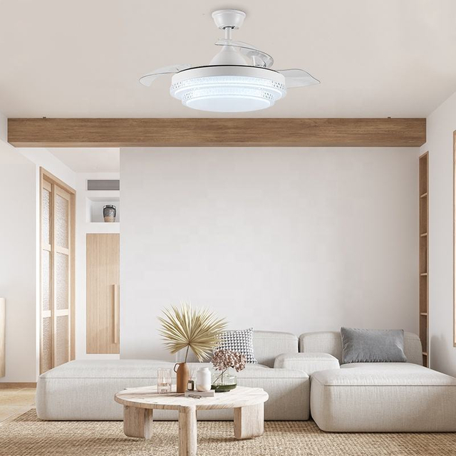 Simple Style Ceiling Fan 3 Color Light Low Noise 6 Speed Dining Room Ceiling Fan Light