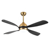 Simple Vintage Wooden Modern Smart Ceiling Fan and Light 4 Blades 52 Inch Fan with bluetooth