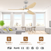 Modern Gold LED Ceiling Fan with 3 Solid Wood Blades and 6 Speed Remote Control Noiseless DC Motor for Living Room