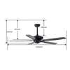 Top Selling Easy Install Smart Dc 6 Wind Speeds 52 Inch Black Ceiling Fan with Remote for Living Room