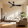 Living Room Dc Ceiling Fan 3 Abs Plastic Blade 6 Speeds Reversible Dc Motor Modern Ceiling Fan Living Room Matte Black 40w