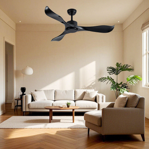 Living Room Dc Ceiling Fan 3 Abs Plastic Blade 6 Speeds Reversible Dc Motor Modern Ceiling Fan Living Room Matte Black 40w