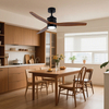 Electric Flush Ceiling Fan with Fancy Wood Blades and Light DC Motor Remote Control-for Hotels and Households