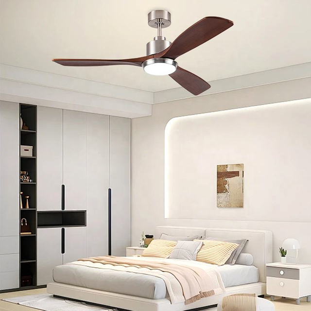 2025 New Wooden 52 Inch Ceil Remote Control Hanging Ceiling Fan Large With Pendant Light
