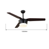 High Quality Abs 52 Inches 3 Blades Remote Control Polychromatic Light Led Ceiling Fan