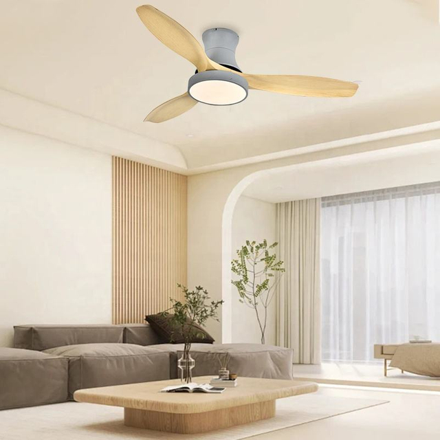 Modern Art Deco Fan Led Lamp 52 Inch bluetooth Wood Ceiling Fan Lights for Living Room