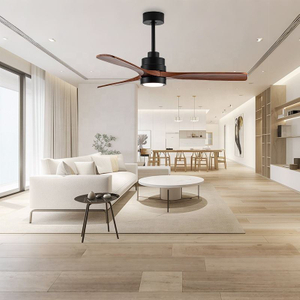 Modern Indoor 52inch 3 Blades Smart Wooden Led Ceiling Light Fans with Light and Remote Control