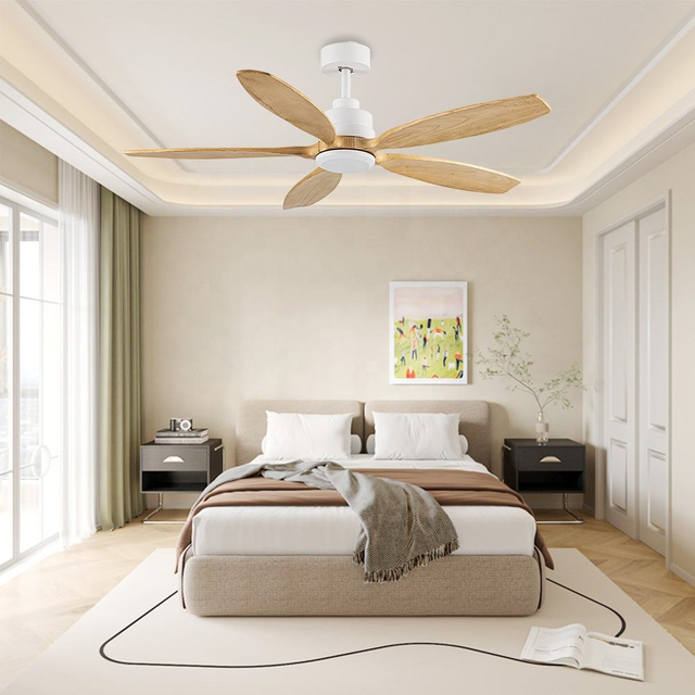 Bedroom Lamp Household Ceil Fan 52inch Wood Ceiling Fan Wooden Blade220v with Remove Control