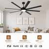 Large Area Mega 100inch Aluminium Ceiling Fans Black Large 8 Blade Long Blade Fan Lamp