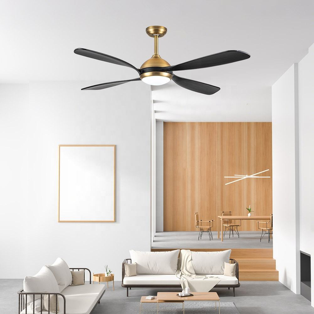High Quality Nickel Home Ceiling Fan Light Wood 52 Inch 4 Black Blades With Led Chand Light