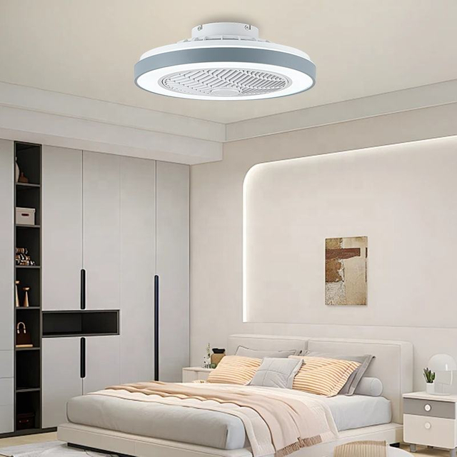 Modern Interior Bedroom Intelligent Plastic Bladeless Ceiling Fan Light Home Fan with Light
