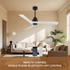 Smart Fan Lamp 52inch 3 Blade Solid Wood Wall Control Ceiling Fan Ceil Fan Without Light