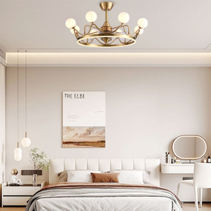 European Bedroom Chandelier Indoor 42inch Ceiling Fan Lighting with Fan and Dimmable Lights
