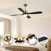 Simple Vintage Wooden Modern Smart Ceiling Fan and Light 4 Blades 52 Inch Fan with bluetooth