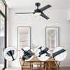 52 Inch Abs 3 Blades Bedroom Ceil Fan Lamp Remote Control Dc Motor Led Ceiling Fan With Light