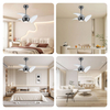Mini 24 Inch Ceiling Fan Lights for Bedroom Fan Lamp With 3 Speeds Remote Control Blades Fan