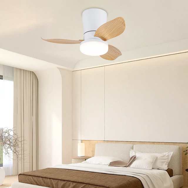 Modern 24-inch Ceiling Fan With Led Lamp and Remote Control New Abs Body for Living Room