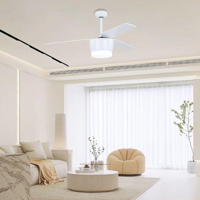 High Quality Abs 52 Inches 3 Blades Remote Control Polychromatic Light Led Ceiling Fan