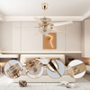 52 Gold Crystal LED Chandelier Fan Lamp Remote Control 3 Color Changes Ceiling Fan Living Room Project Installation