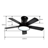 New Style Black Flush Mount 5 Blade Plywood Ceiling Fan Light with Remote Control Ceiling