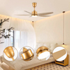 Silver Gold Light Fan Led Ceiling Fans 52 Inches 6 Speed Lamps with bluetooth for Hospitals