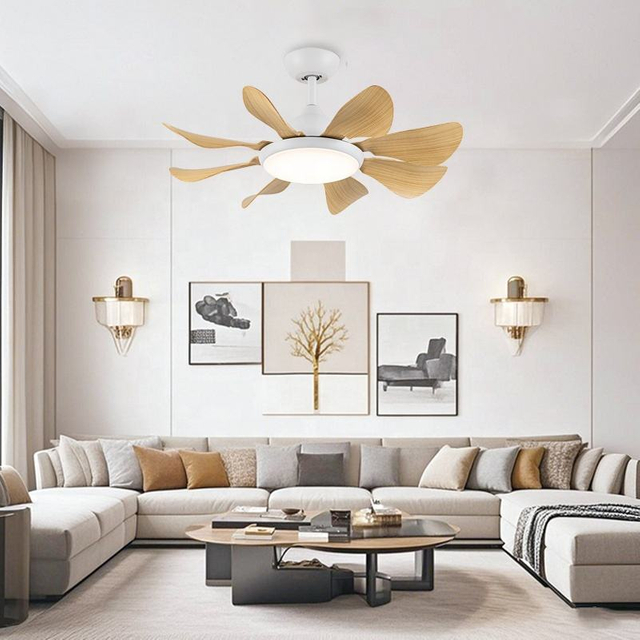 Modern Simple Style Decorative bluetooth Electric Fan Light 8 Blades 36inch Minimal Ceiling Fan